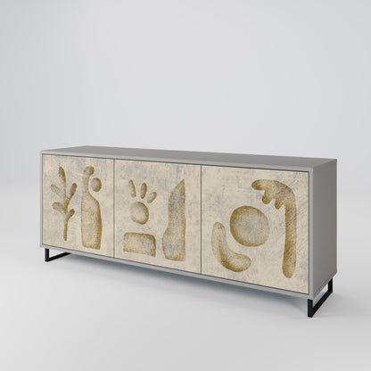 SAND SCULPTURES 3-Door Sideboard in Grey Finish