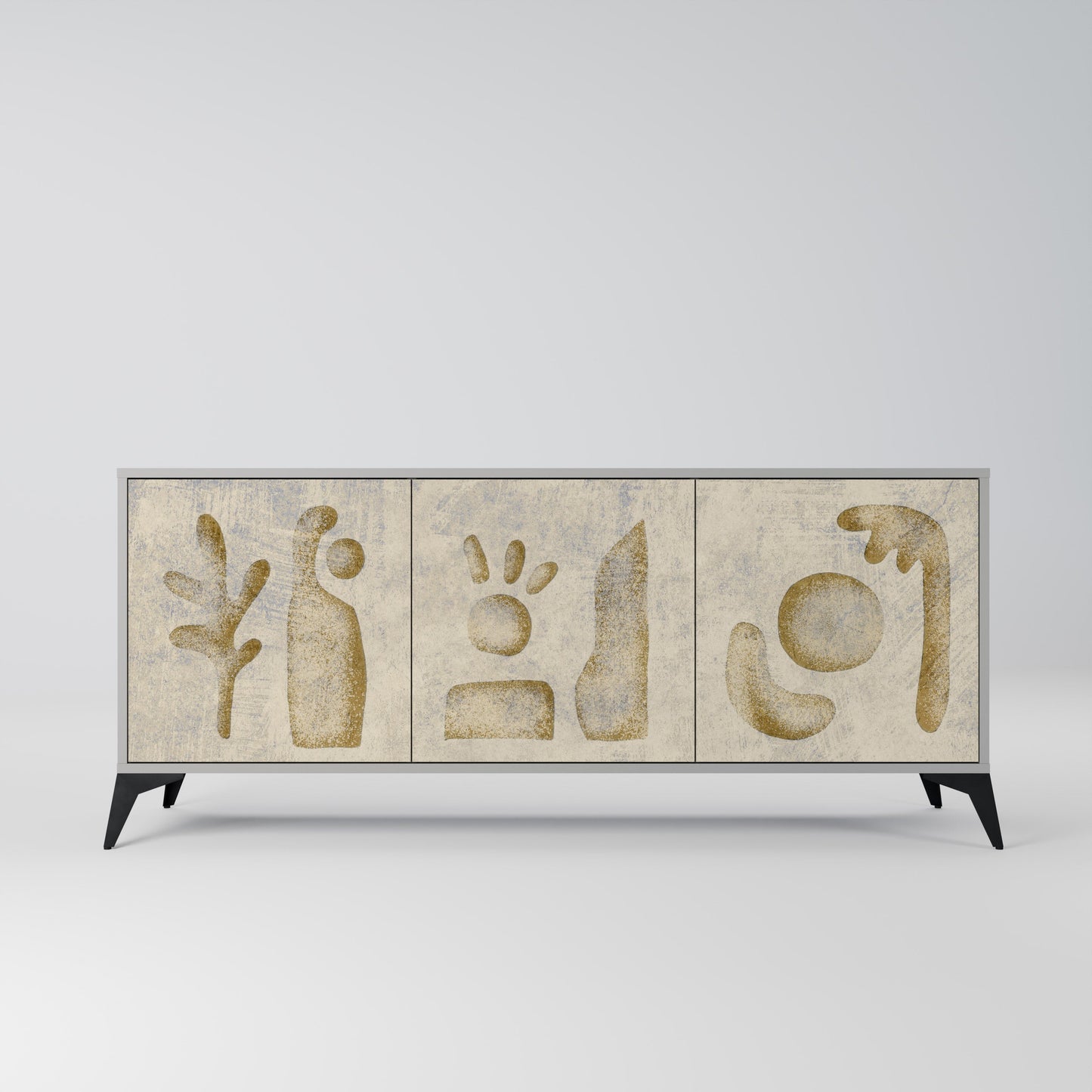 SAND SCULPTURES 3-Door Sideboard in Grey Finish