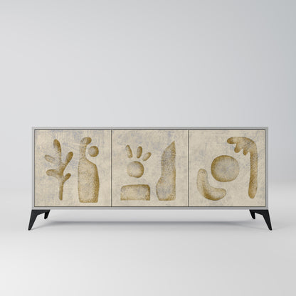 SAND SCULPTURES 3-Door Sideboard in Grey Finish
