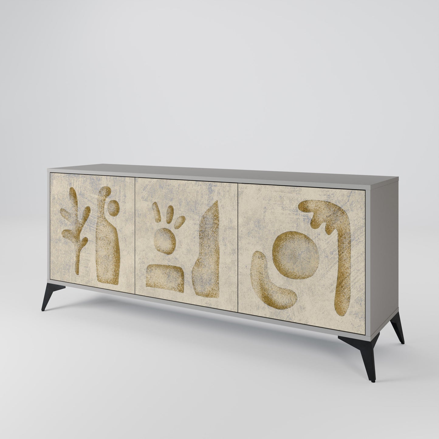 SAND SCULPTURES 3-Door Sideboard in Grey Finish