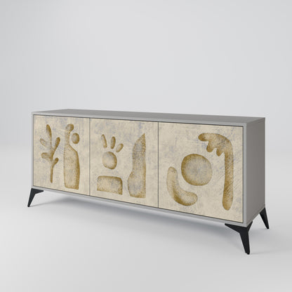 SAND SCULPTURES 3-Door Sideboard in Grey Finish