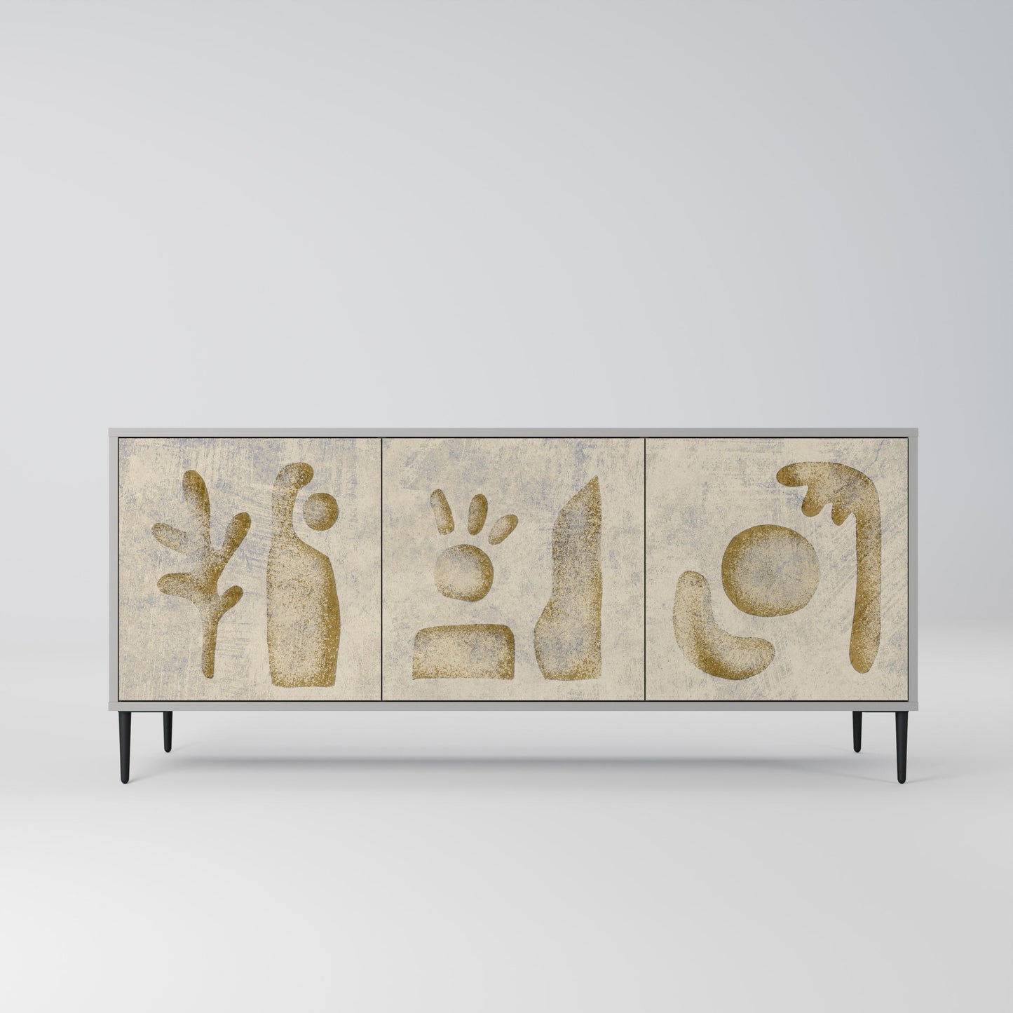 SAND SCULPTURES 3-Door Sideboard in Grey Finish
