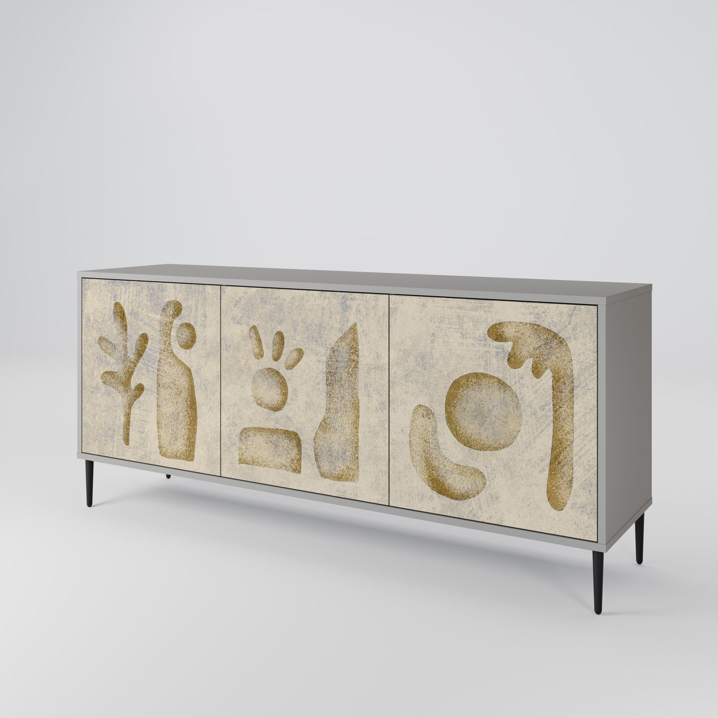 SAND SCULPTURES 3-Door Sideboard in Grey Finish