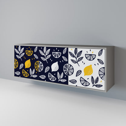 CITRUS BLACK AND WHITE 3-Door Sideboard in Grey Finish