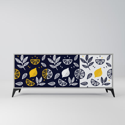 CITRUS BLACK AND WHITE 3-Door Sideboard in Grey Finish