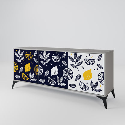 CITRUS BLACK AND WHITE 3-Door Sideboard in Grey Finish