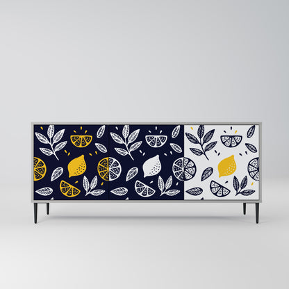 CITRUS BLACK AND WHITE 3-Door Sideboard in Grey Finish