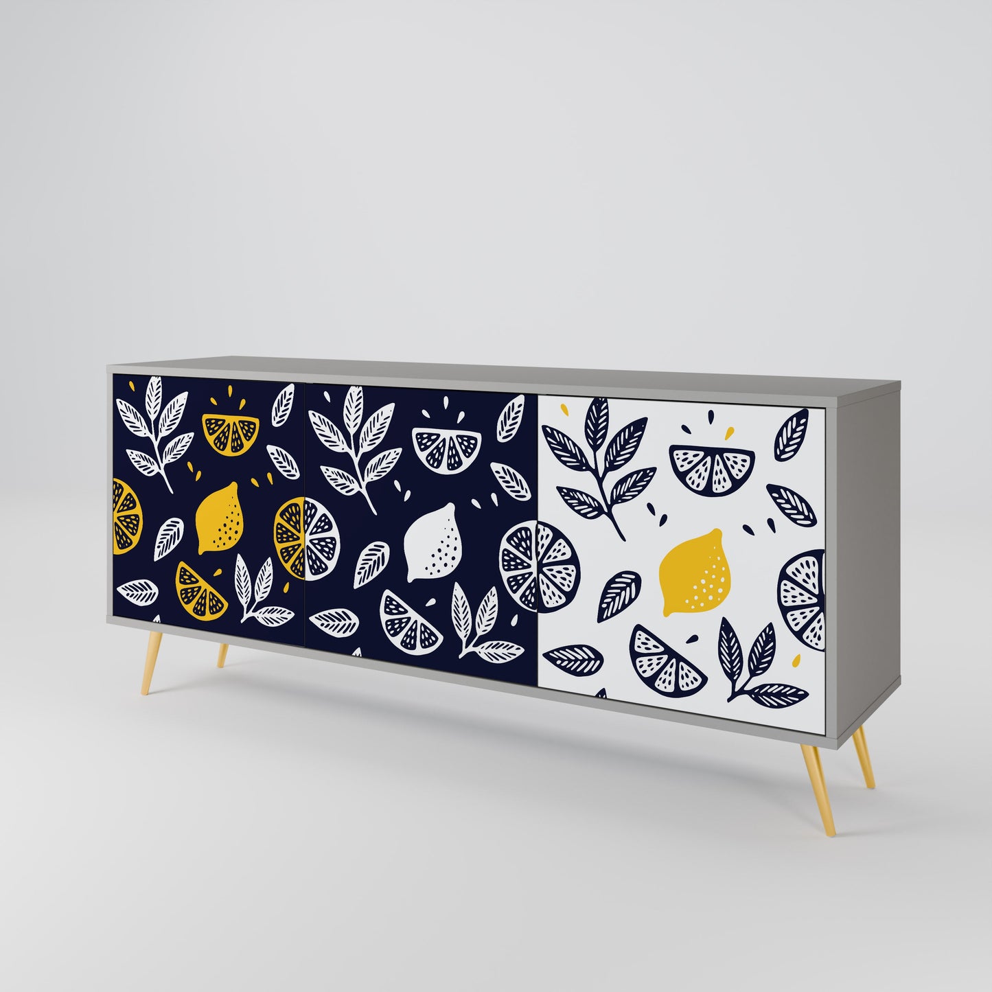 CITRUS BLACK AND WHITE 3-Door Sideboard in Grey Finish