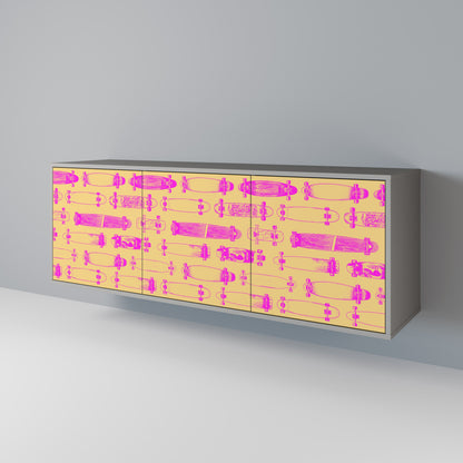 SKATEBOARD ARTISTRY 3-Door Sideboard in Grey Finish