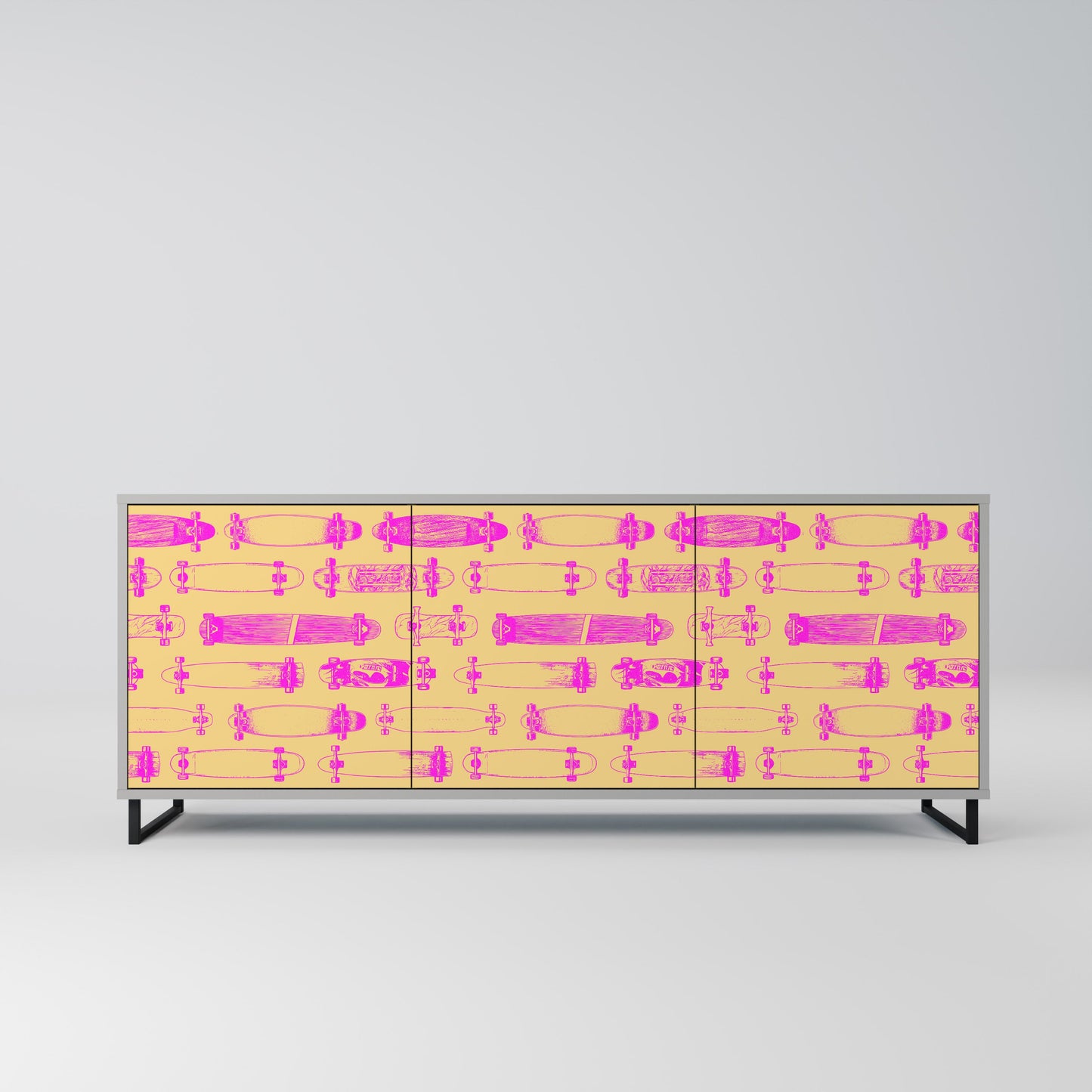 SKATEBOARD ARTISTRY 3-Door Sideboard in Grey Finish