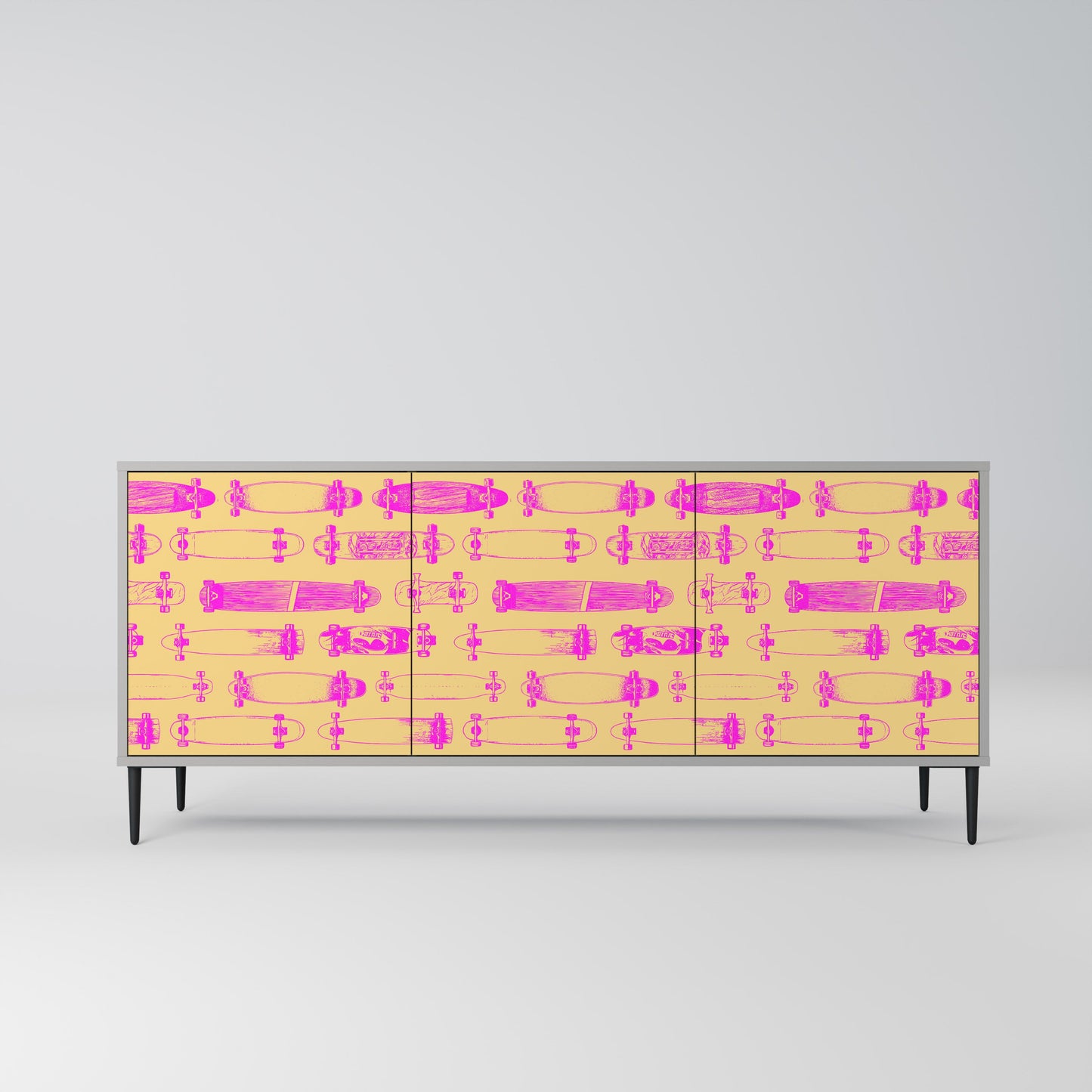 SKATEBOARD ARTISTRY 3-Door Sideboard in Grey Finish