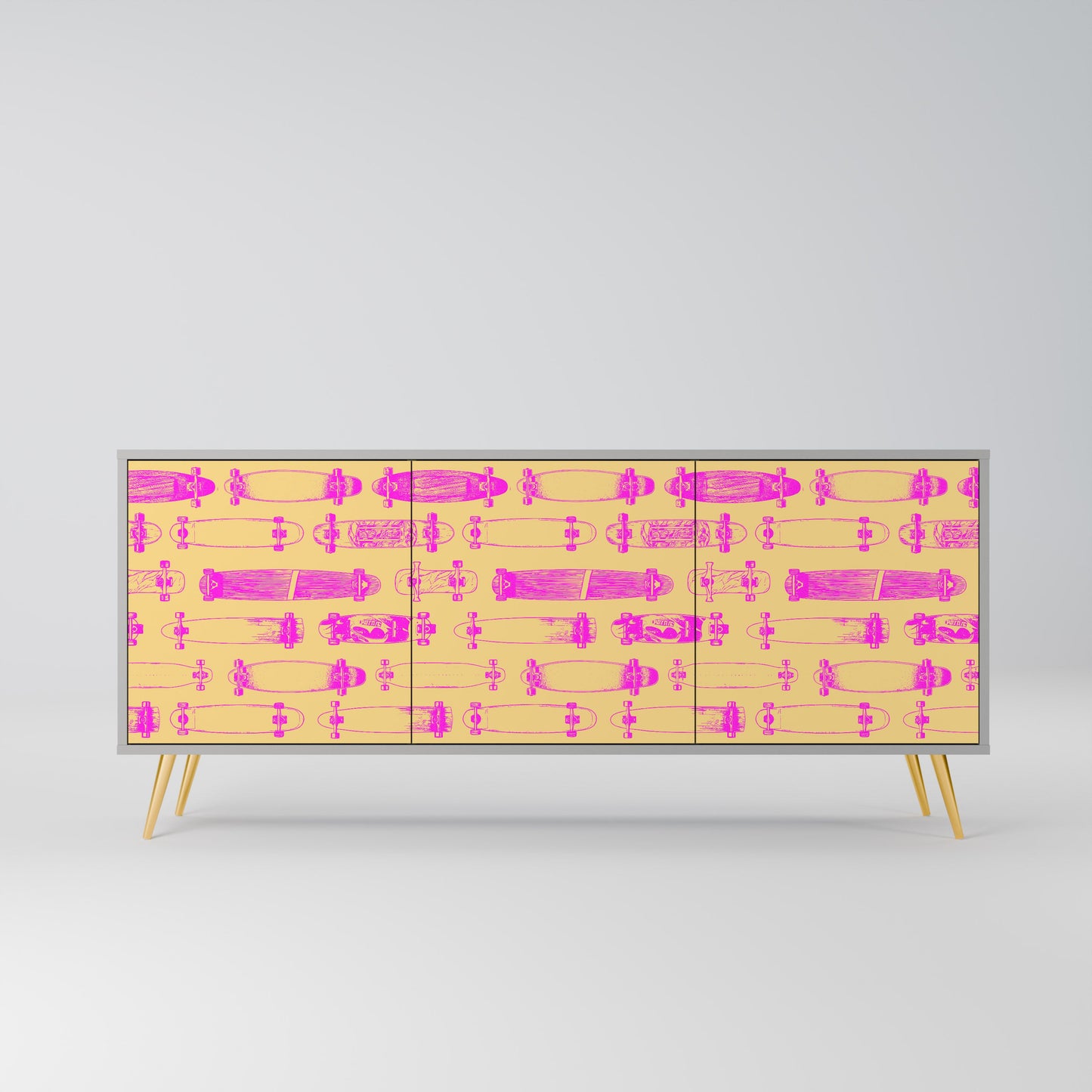 SKATEBOARD ARTISTRY 3-Door Sideboard in Grey Finish