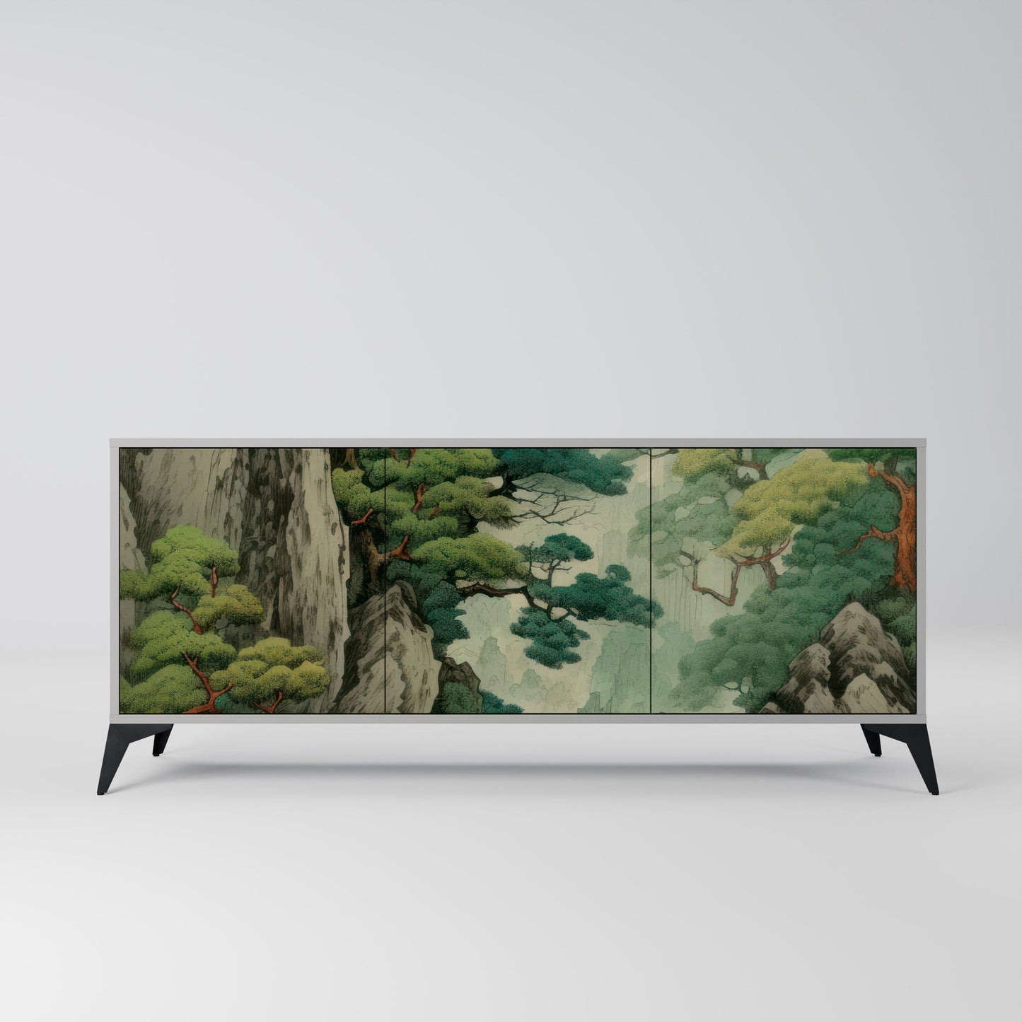 VERDURE ABYSS 3-Door Sideboard in Grey Finish