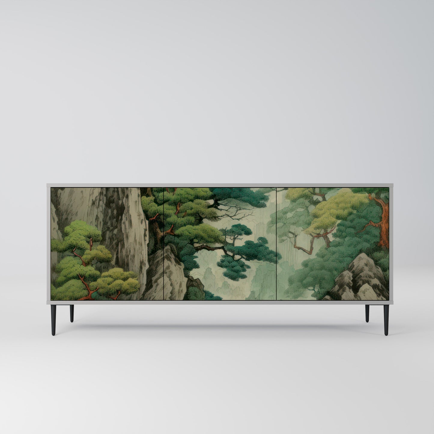 VERDURE ABYSS 3-Door Sideboard in Grey Finish