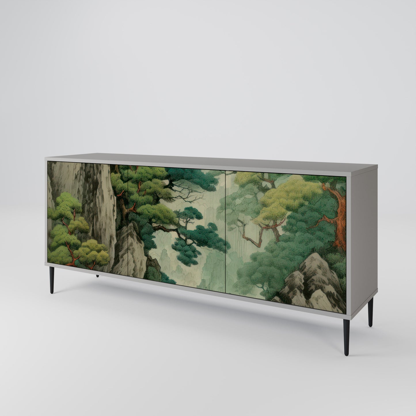 VERDURE ABYSS 3-Door Sideboard in Grey Finish