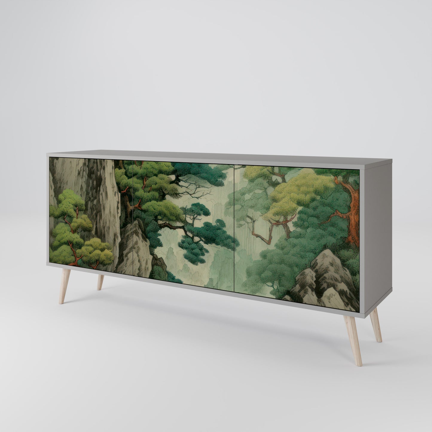 VERDURE ABYSS 3-Door Sideboard in Grey Finish