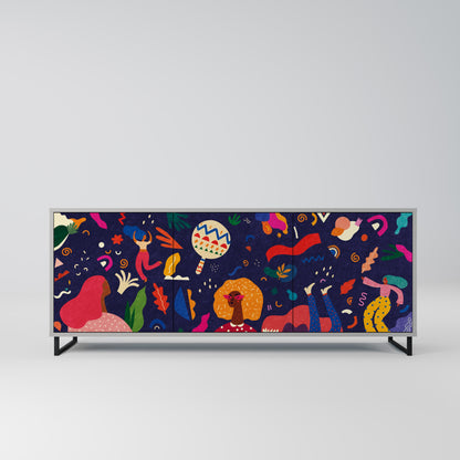 FESTIVE PLEASURES 3-Door Sideboard in Grey Finish