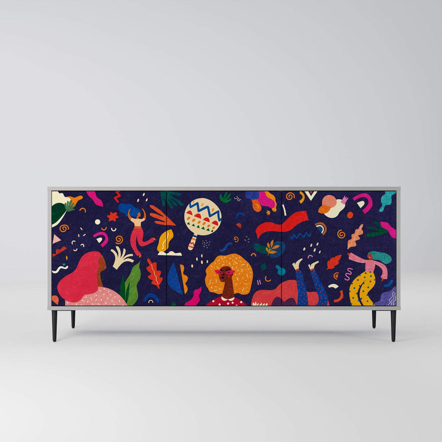 FESTIVE PLEASURES 3-Door Sideboard in Grey Finish