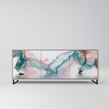 VELVET CROSSING 3-Door Sideboard in Grey Finish