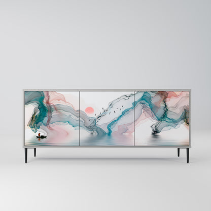 VELVET CROSSING 3-Door Sideboard in Grey Finish