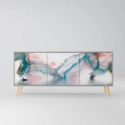 VELVET CROSSING 3-Door Sideboard in Grey Finish