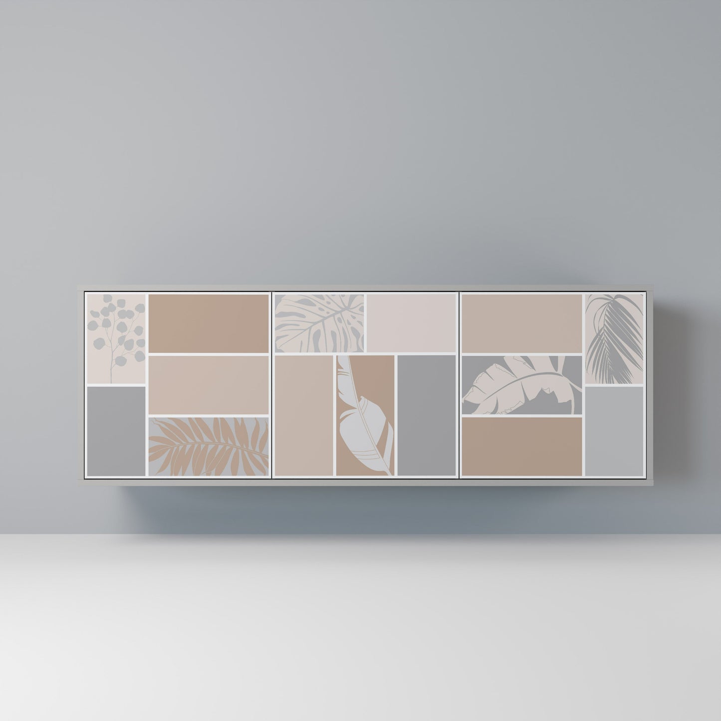 TROPICAL SHAPES 3-Door Sideboard in Grey Finish