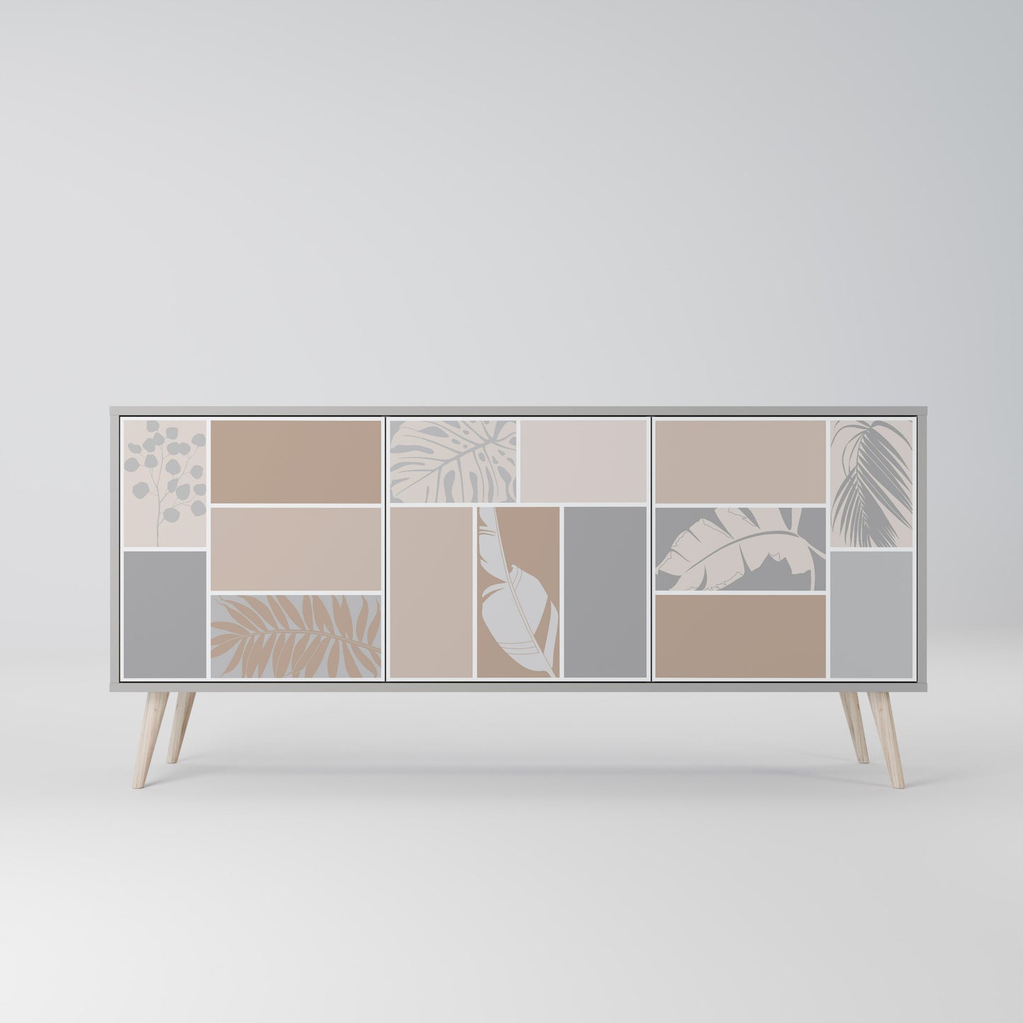 TROPICAL SHAPES 3-Door Sideboard in Grey Finish
