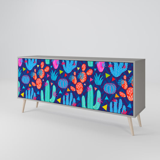 CACTUS VIBES 3-Door Sideboard in Grey Finish