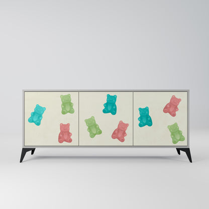 GUMMY BEARS 3-Door Sideboard in Grey Finish