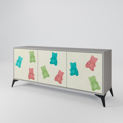 GUMMY BEARS 3-Door Sideboard in Grey Finish