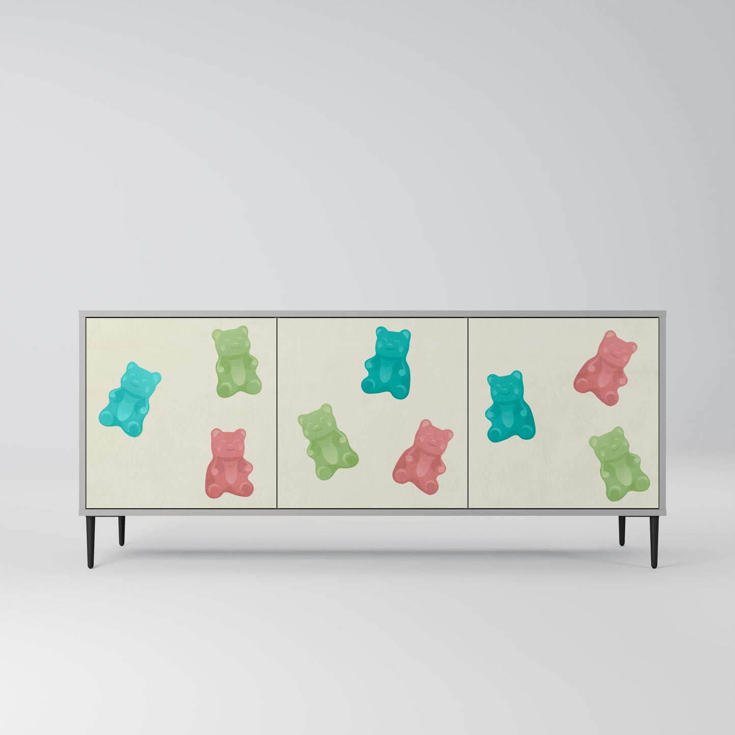 GUMMY BEARS 3-Door Sideboard in Grey Finish