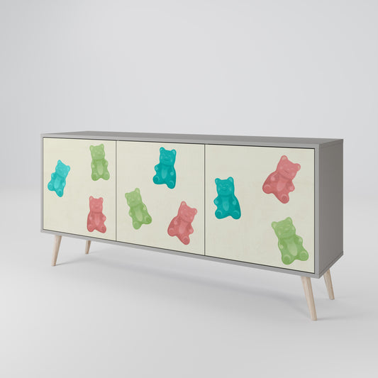 GUMMY BEARS 3-Door Sideboard in Grey Finish