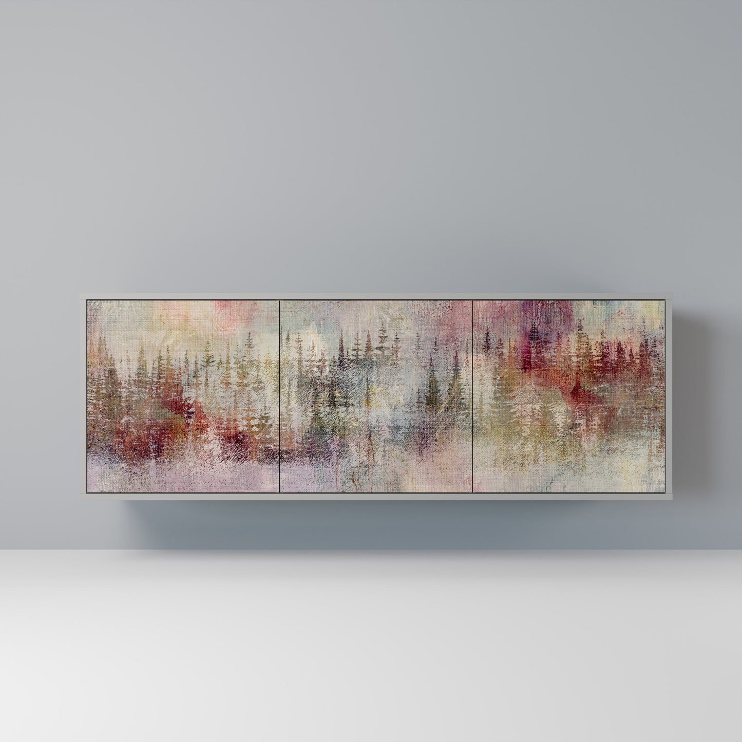 VEILED SUMMIT 3-Door Sideboard in Grey Finish