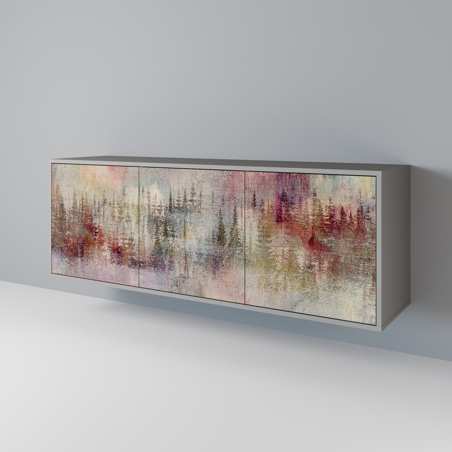 VEILED SUMMIT 3-Door Sideboard in Grey Finish