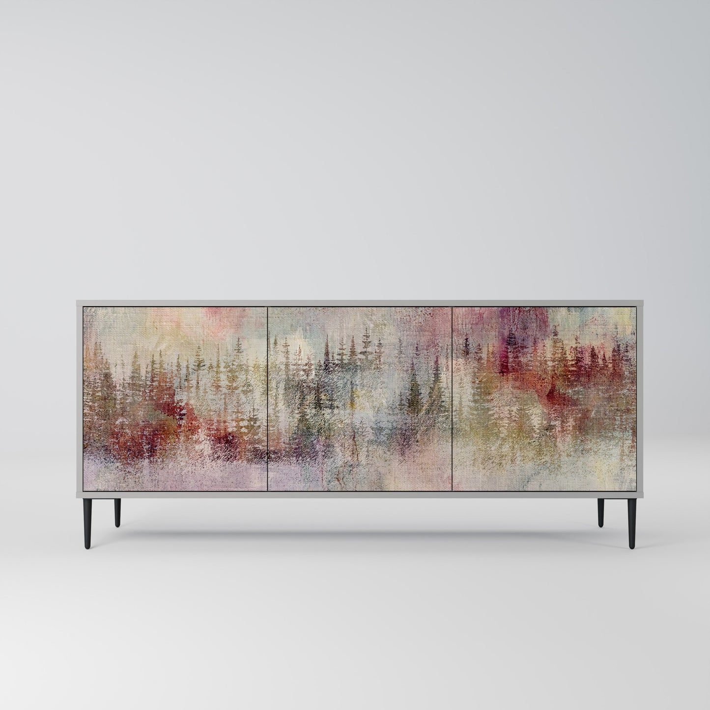 VEILED SUMMIT 3-Door Sideboard in Grey Finish