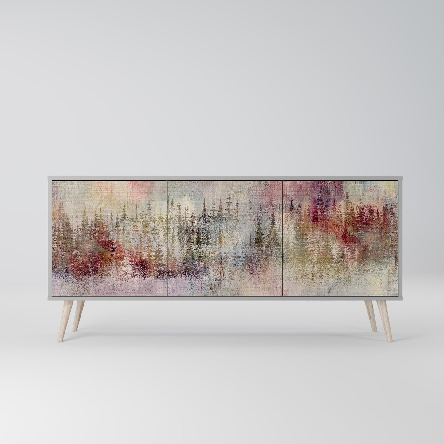 VEILED SUMMIT 3-Door Sideboard in Grey Finish