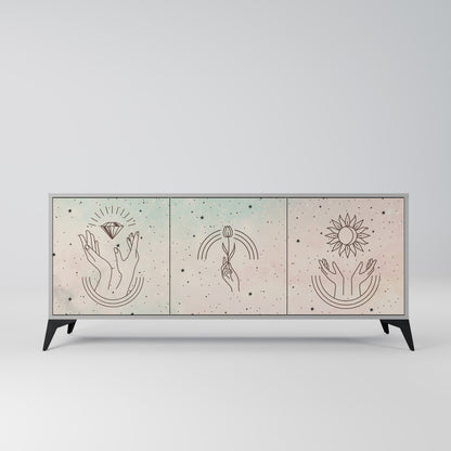 DELICATE BEAUTY 3-Door Sideboard in Grey Finish