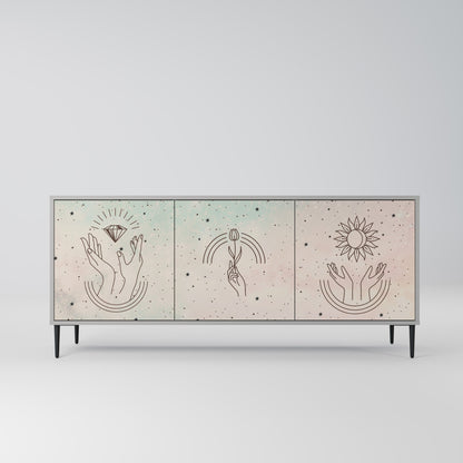 DELICATE BEAUTY 3-Door Sideboard in Grey Finish