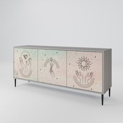 DELICATE BEAUTY 3-Door Sideboard in Grey Finish
