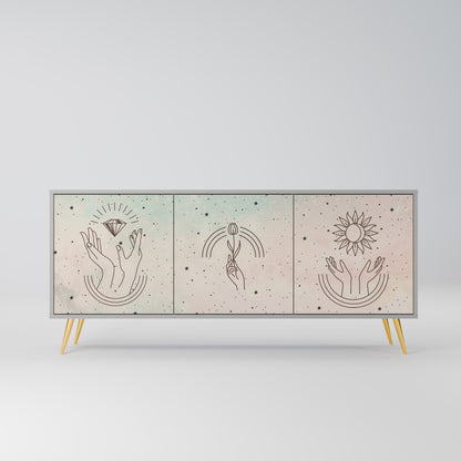 DELICATE BEAUTY 3-Door Sideboard in Grey Finish