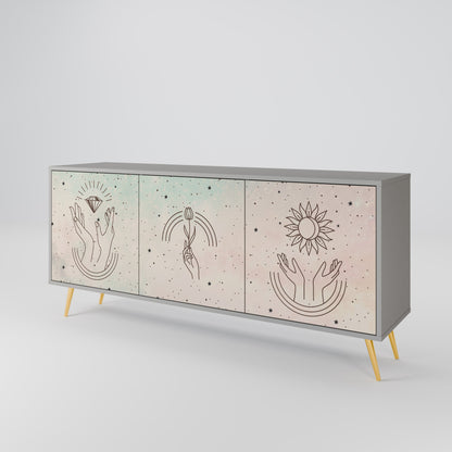 DELICATE BEAUTY 3-Door Sideboard in Grey Finish