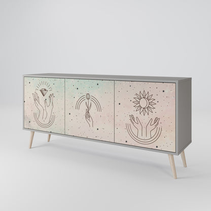DELICATE BEAUTY 3-Door Sideboard in Grey Finish