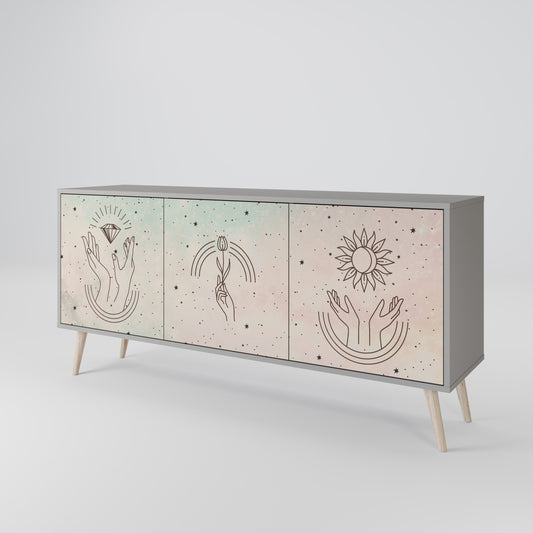DELICATE BEAUTY 3-Door Sideboard in Grey Finish