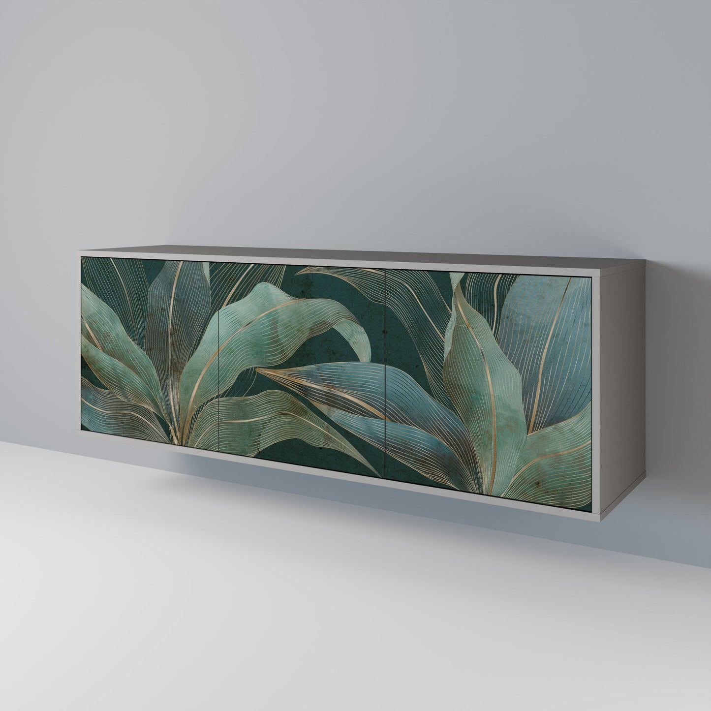 ROYAL GREEN 3-Door Sideboard in Grey Finish