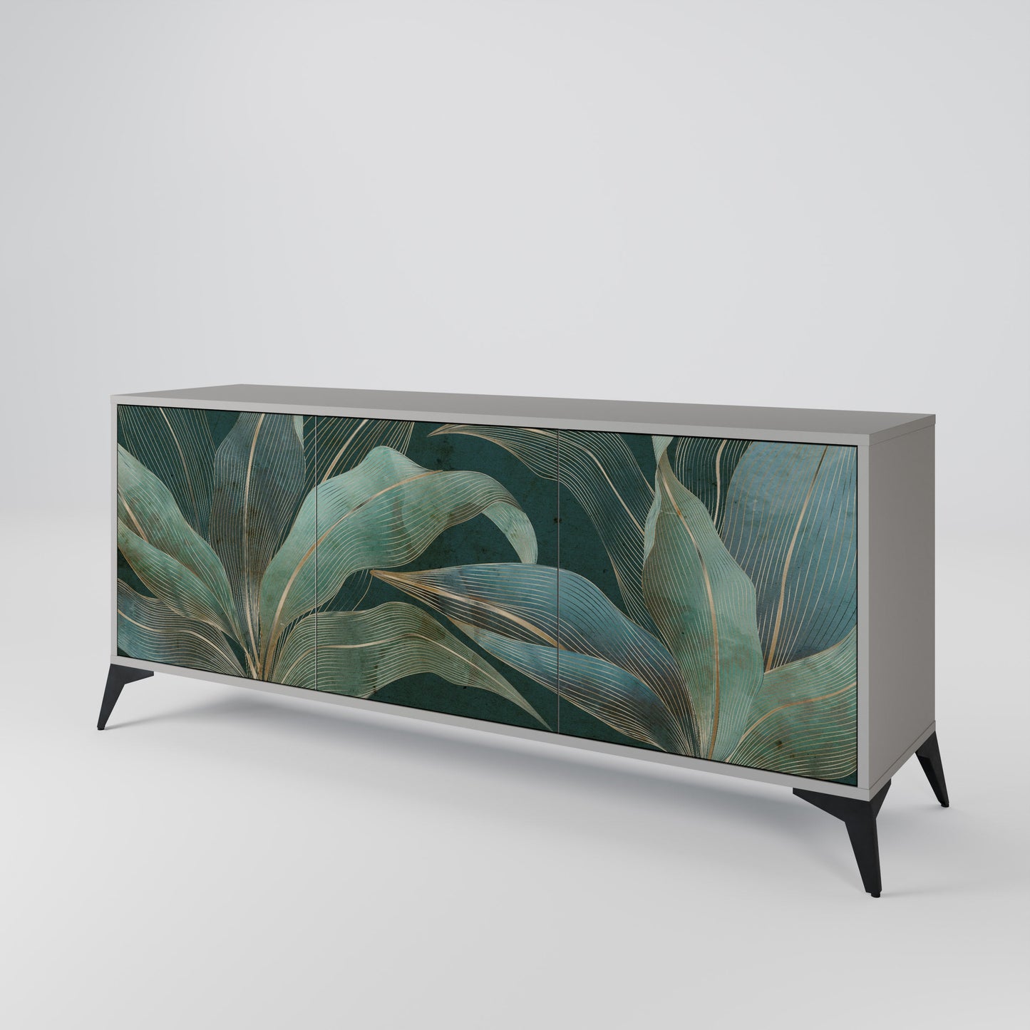 ROYAL GREEN 3-Door Sideboard in Grey Finish