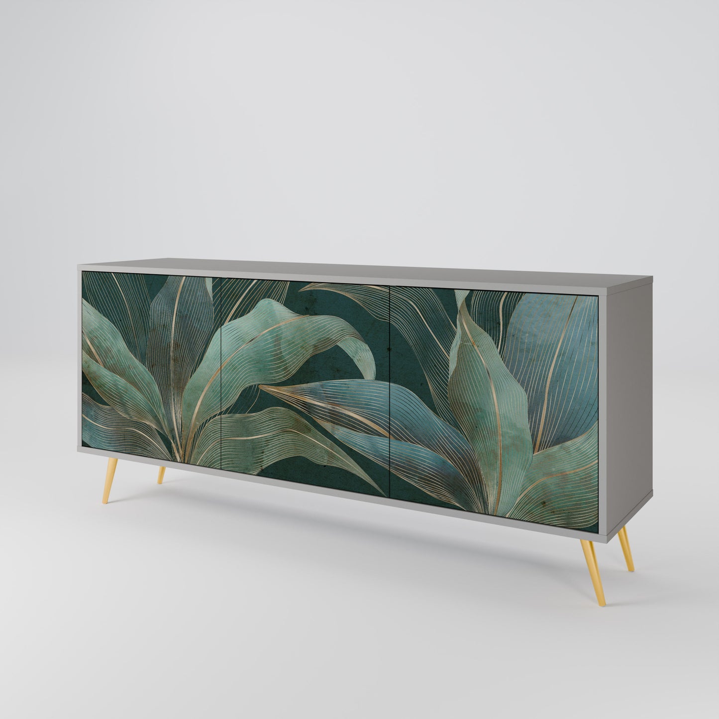 ROYAL GREEN 3-Door Sideboard in Grey Finish