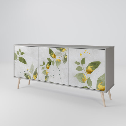 ELEGANT BOTANICS 3-Door Sideboard in Grey Finish