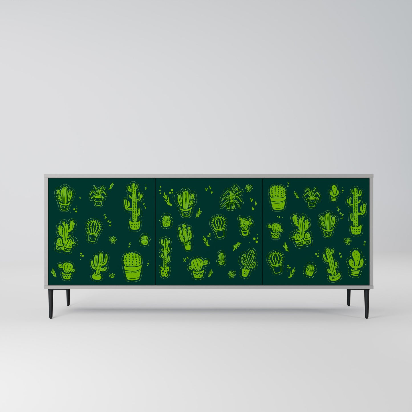 DESERT GREEN 3-Door Sideboard in Grey Finish