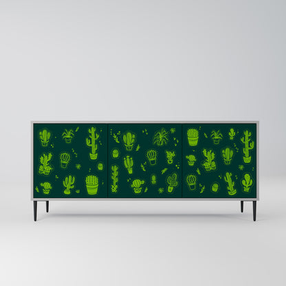 DESERT GREEN 3-Door Sideboard in Grey Finish