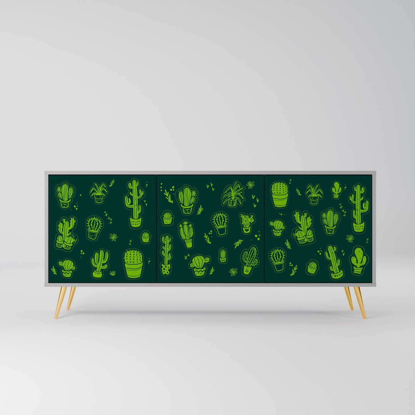 DESERT GREEN 3-Door Sideboard in Grey Finish